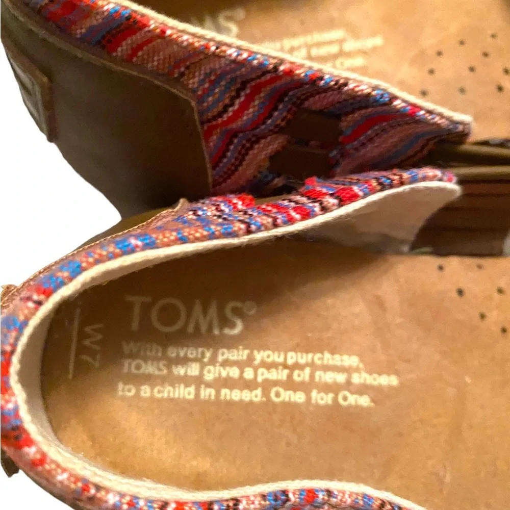 Toms Red Pink Woven Slip-On Espadrilles